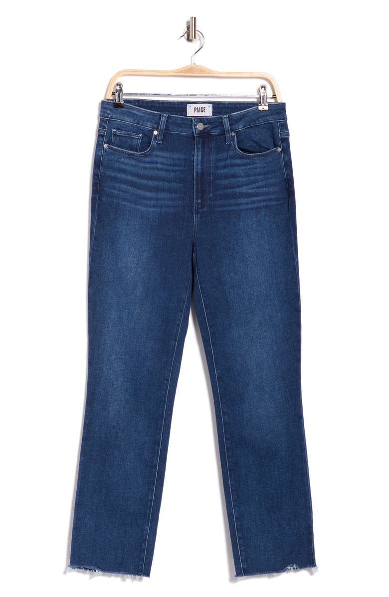 PAIGE Cindy High Waist Straight Leg Jeans, Alternate, color, Aegean Dist Choppy Hem