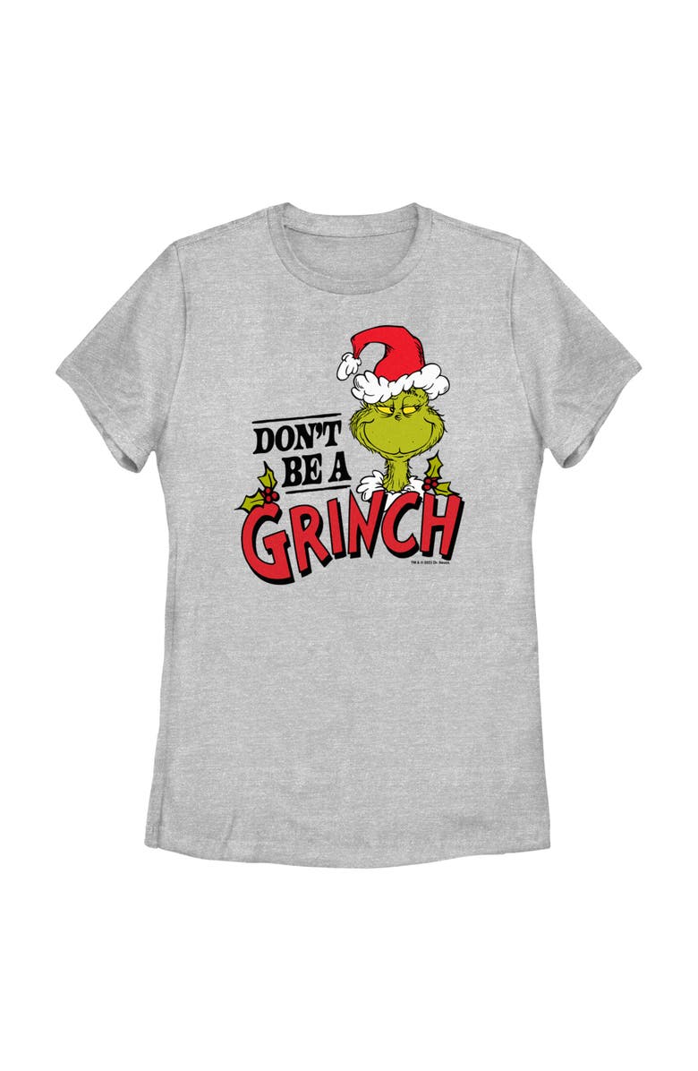The Grinch Women's The Grinch Christmas Don't Be a Grinch  Graphic T-Shirt, Main, color, Athletic Heather