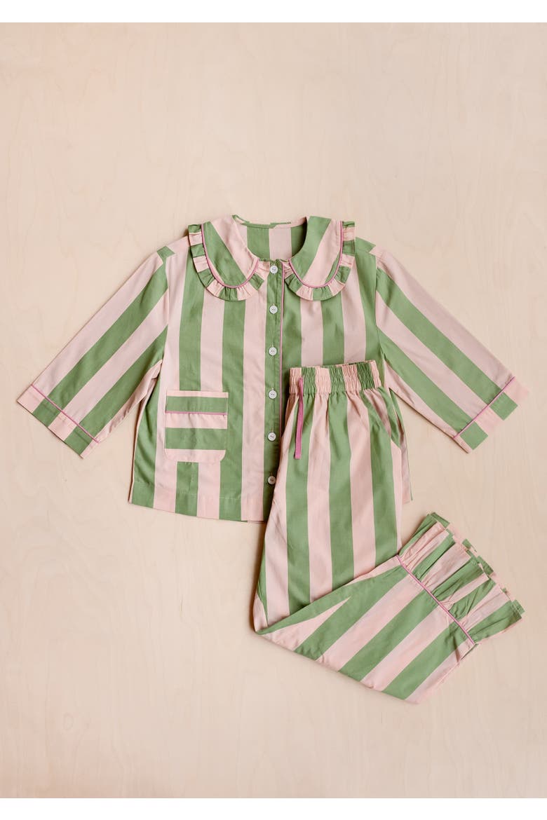 Cotton Cropped Leg Pajamas, Alternate, color, Pink & Burgundy