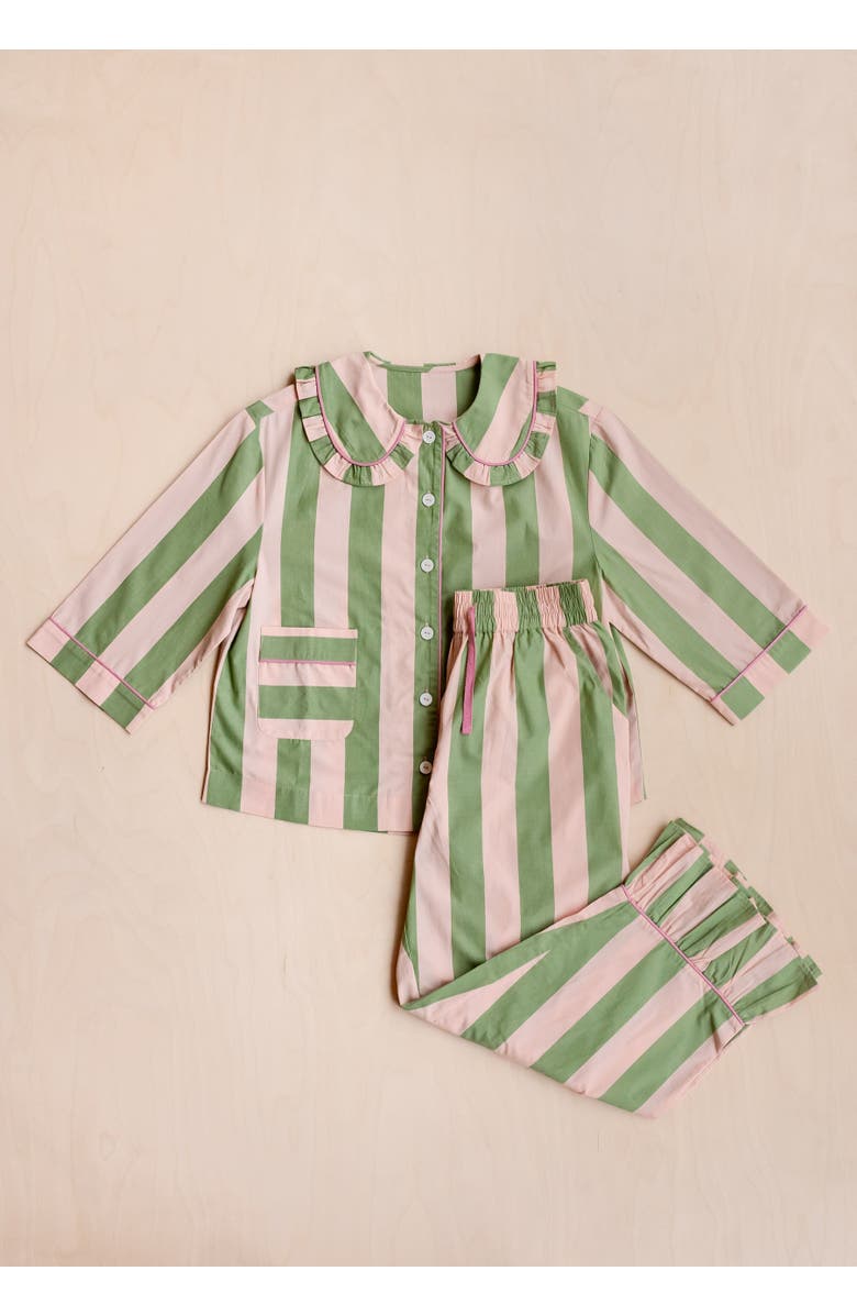 TBCo Cotton Cropped Leg Pajamas, Alternate, color, Green Stripe