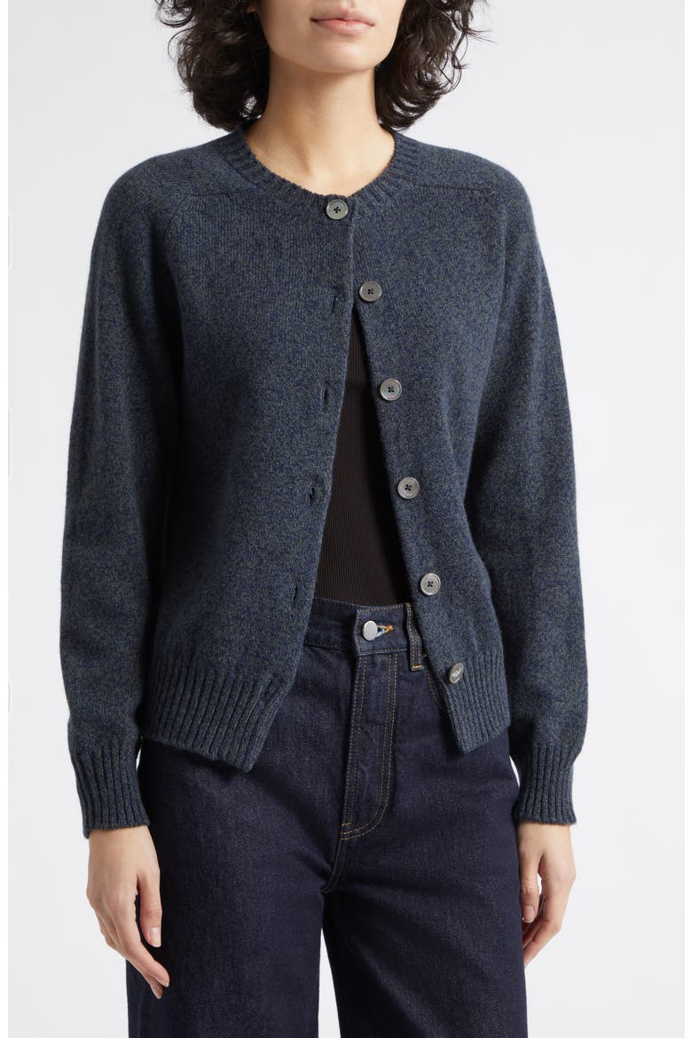 Blyth Lambswool Crewneck Cardigan, Alternate, color, DARK UIST