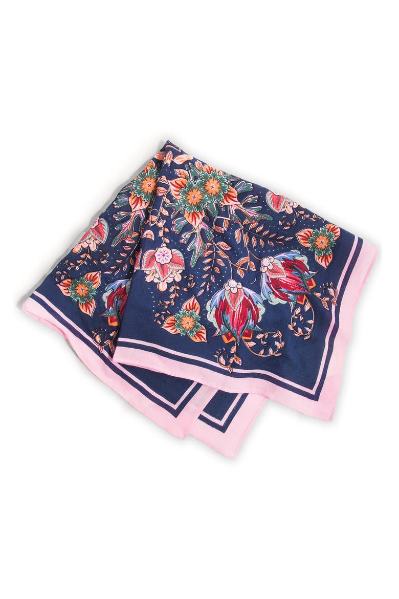 Floral Blooms Scarf, Alternate, color, NAVY