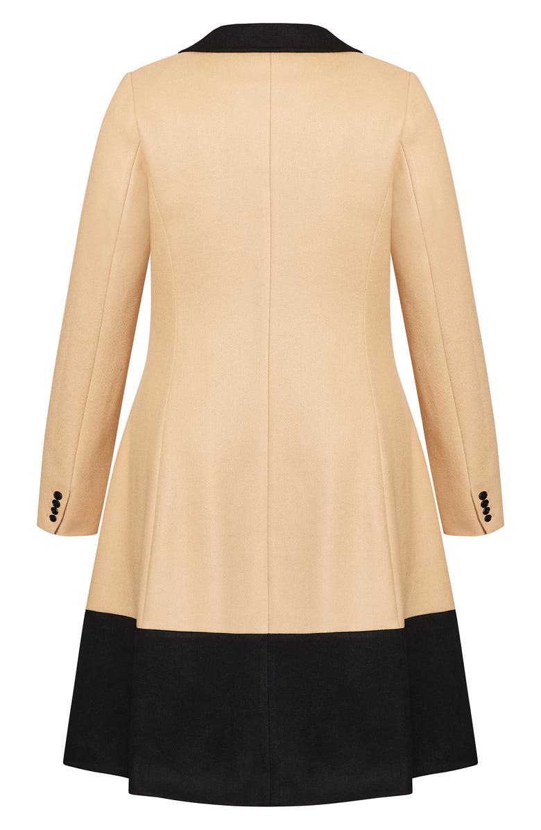 City Chic Arabella Longline Colorblock Coat, Alternate, color,