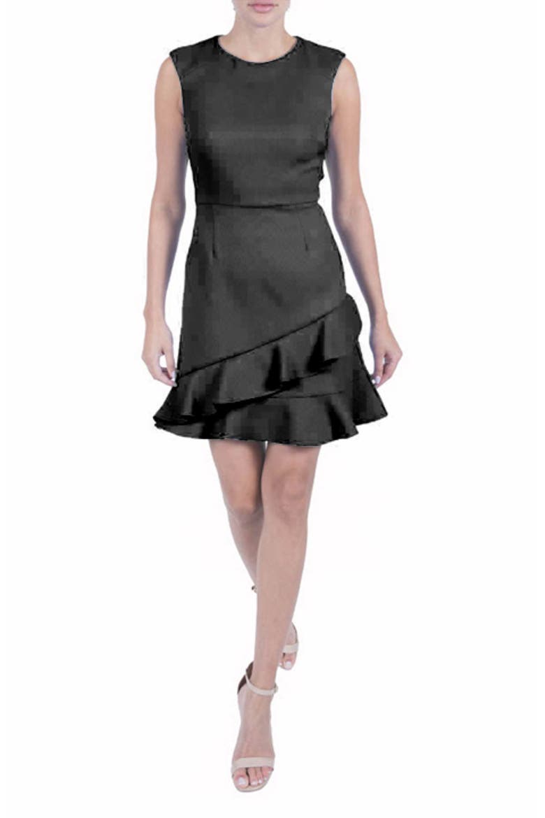 Double Flounce Sleeveless Dress, Main, color, BLACK
