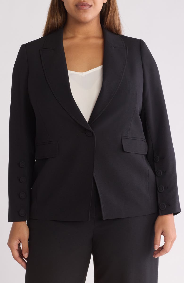 Tahari ASL One-Button Blazer, Alternate, color, Black