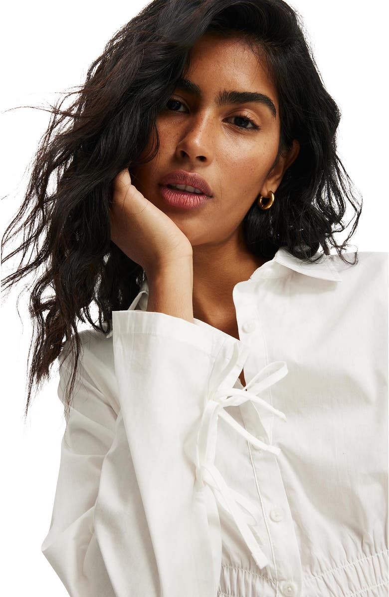 Cotton On Women's Gathered Long Sleeve Shirt, Alternate, color, White