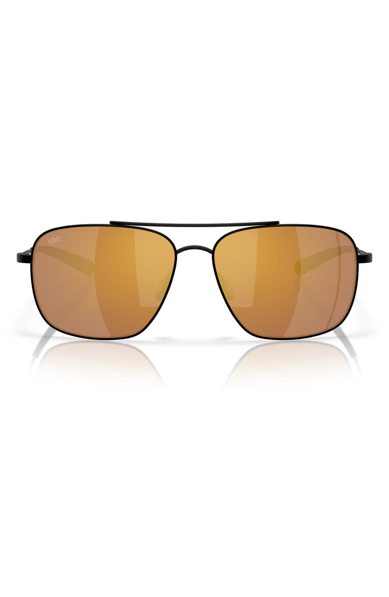 Costa Del Mar Canaveral 59mm Sunglasses, Main, color, Satin Black / Gold Mirror 580G