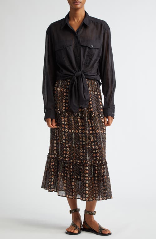 Isabel Marant Étoile Marant Etoile Women Diya Biologic Cotton Skirt With All-over Print In Faded Black