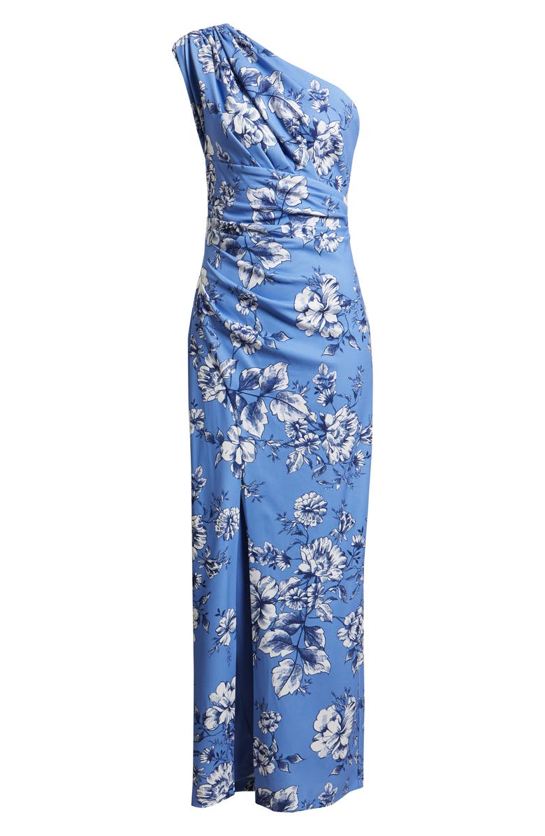 Vince Camuto Toile One-Shoulder Scuba Crepe Column Gown, Alternate, color, Blue