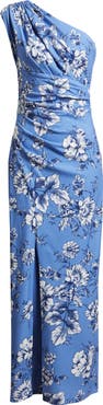 Vince Camuto Toile One-Shoulder Scuba Crepe Column Gown