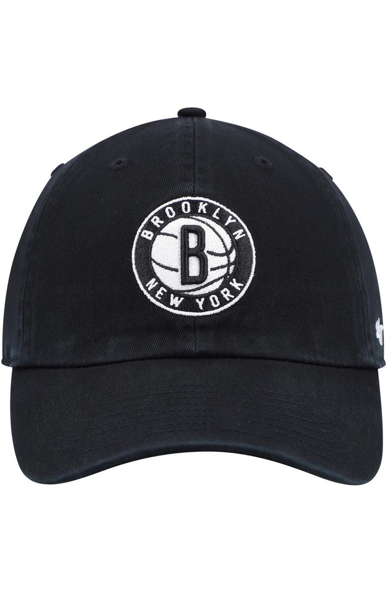 '47 Men's '47 Black Brooklyn Nets Alternate Logo Team Clean Up Adjustable Hat, Alternate, color,