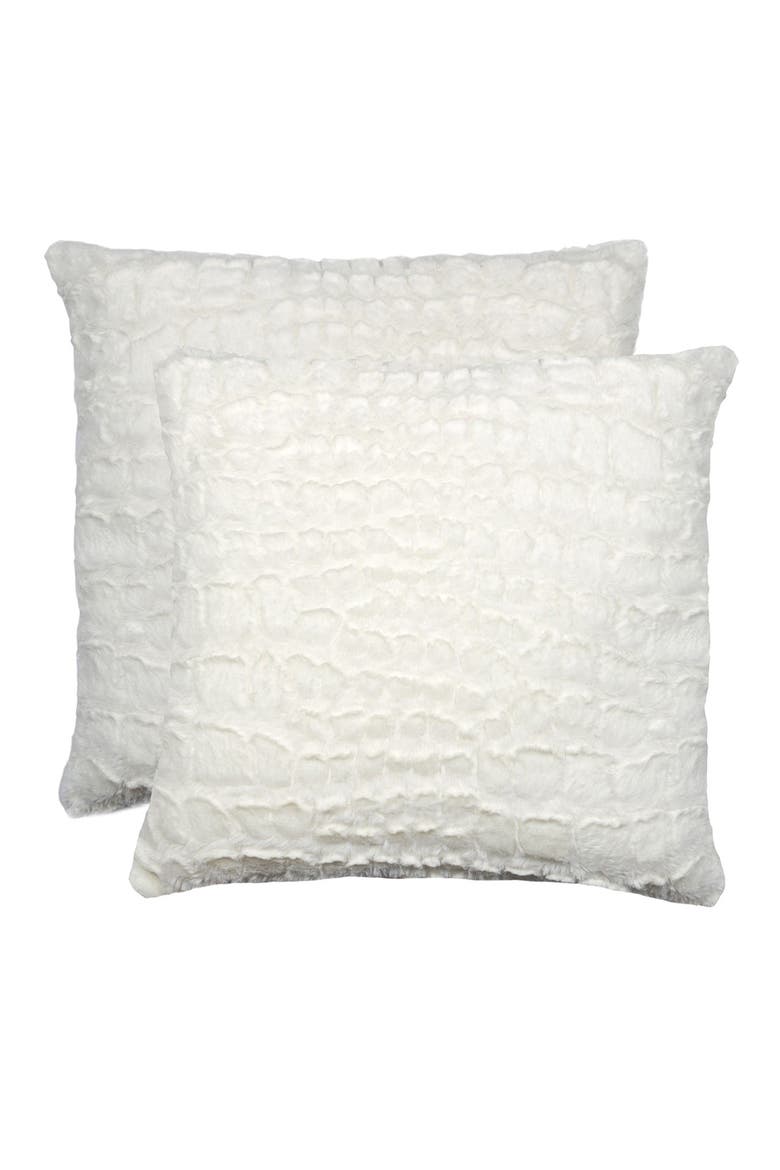 Belton Faux Fur Pillows - Set of 2 - 18" x 18", Main, color, IVORY MINK