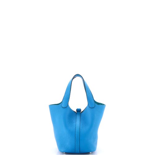 Pre-owned Hermes Hermes Picotin Lock Bag Clemence Pm In Blue