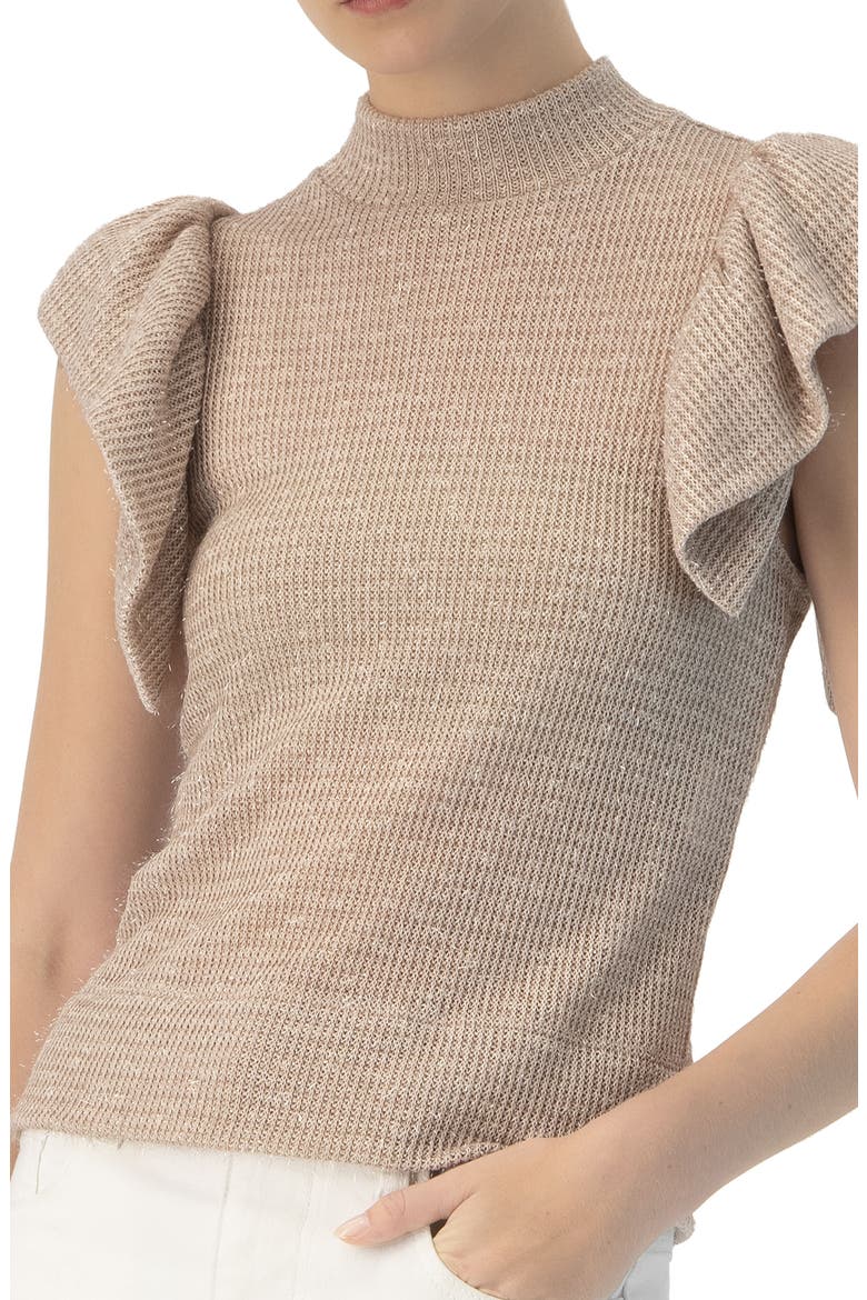 Knitted Ruffle Sleeve Blouse, Alternate, color, Dusty Pink