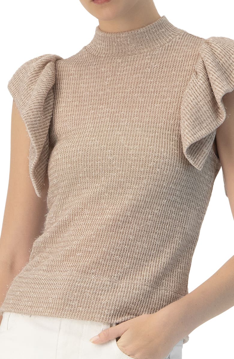 IVONNE Knitted Ruffle Sleeve Blouse, Alternate, color, Dusty Pink