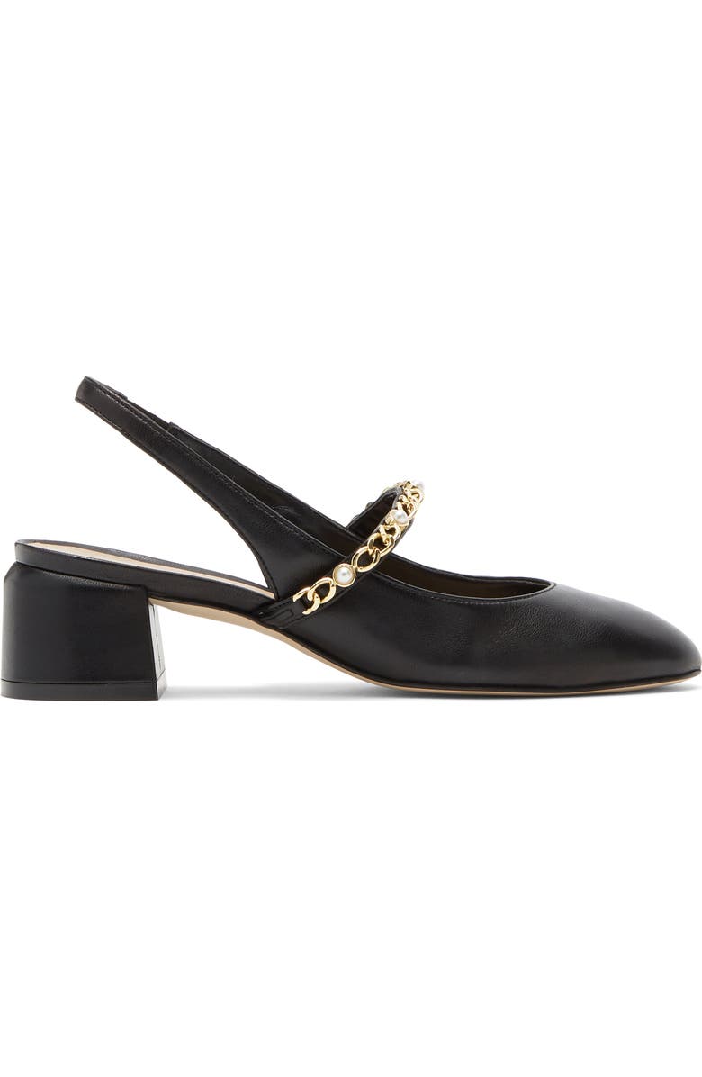 Stuart Weitzman Pearl Chain Slingback Strap, Alternate, color, Black