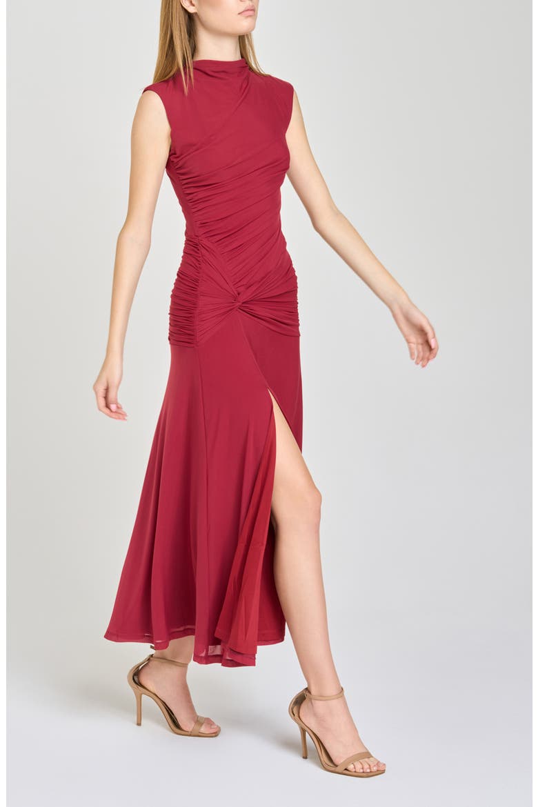 Sarielle Ruched Midi Dress, Alternate, color, BERRY