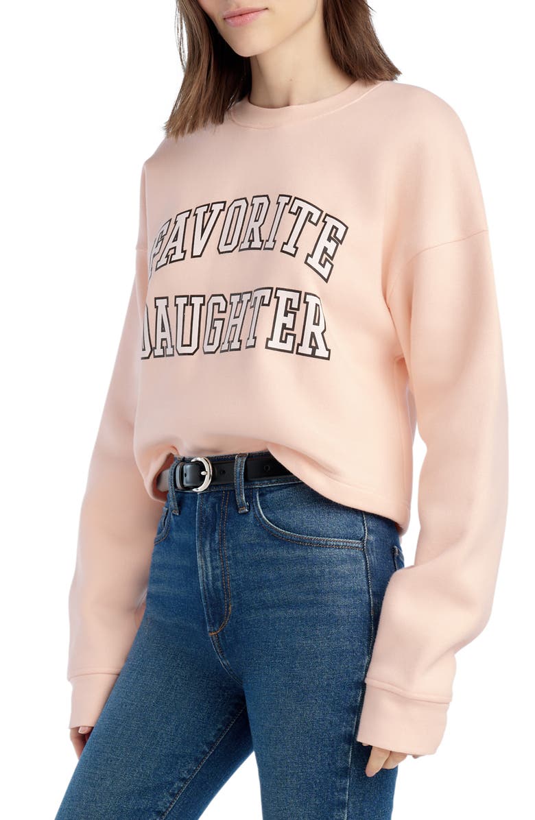 Favorite Daughter The Collegiate Logo Crop Sweatshirt, Alternate, color, Pale Pink/ White