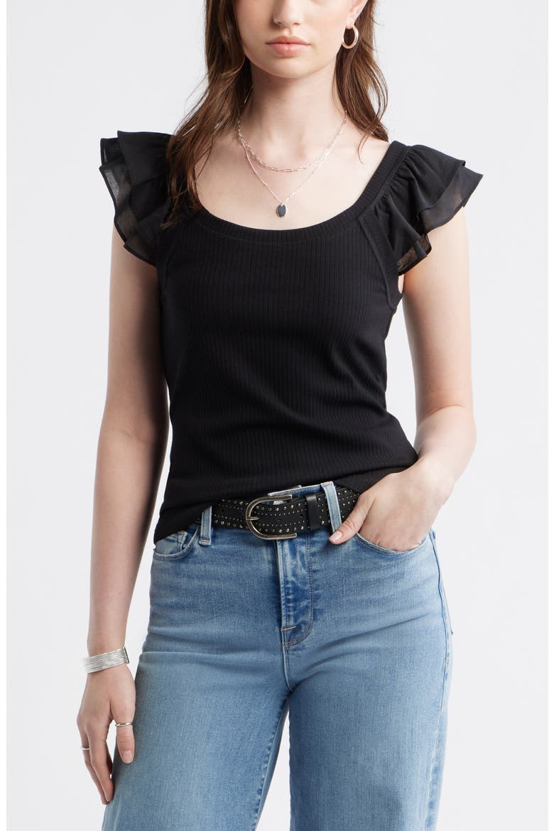 Rib Flutter Tank, Main, color, BLACK