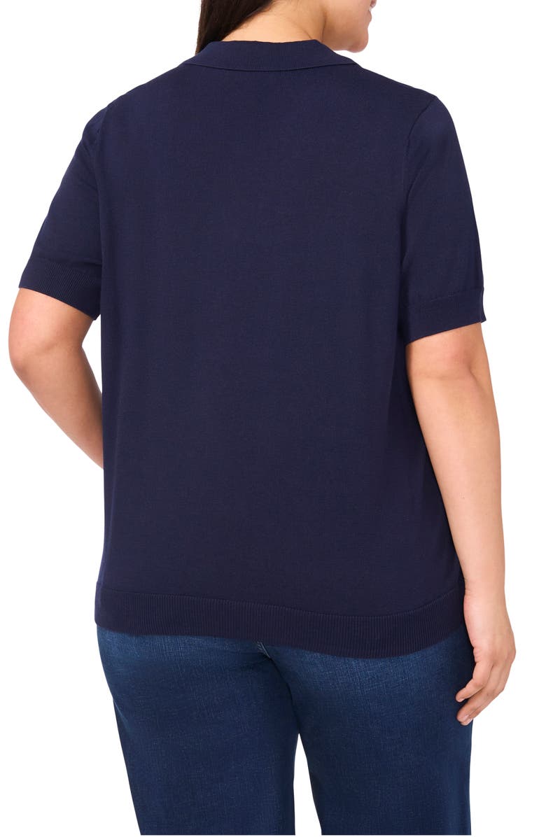 CeCe Short Sleeve Cotton Blend Polo Sweater, Alternate, color, 