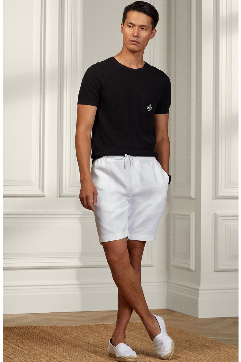 Hand Tailored Drawstring Linen Shorts, Alternate, color, WHITE