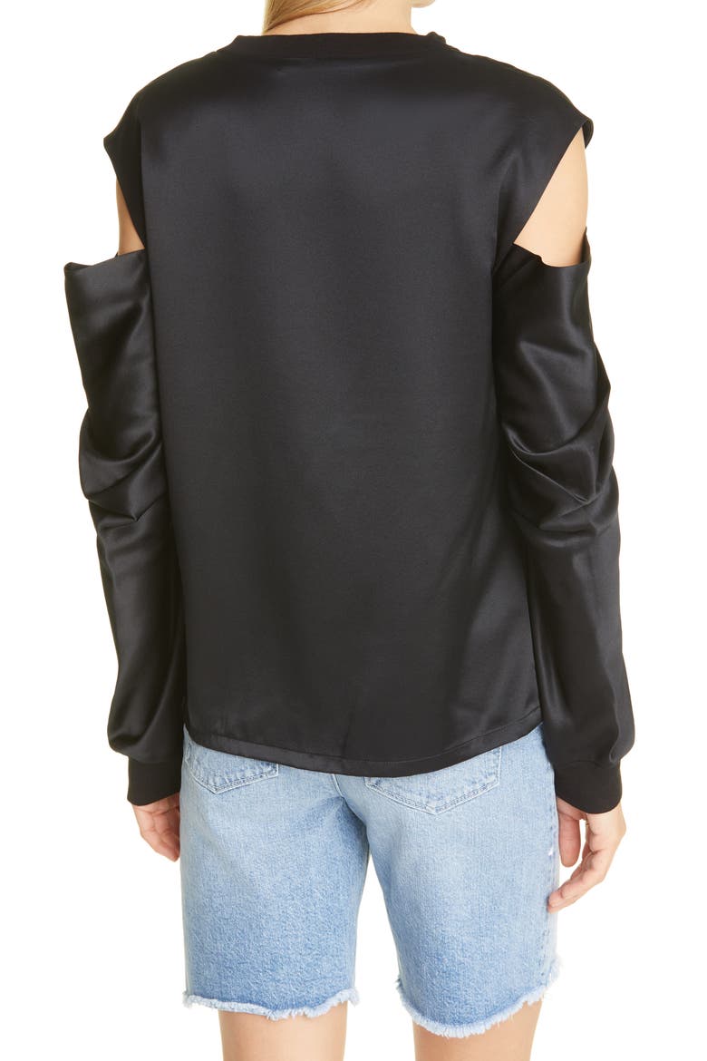 Capucine Cold Shoulder Silk Top, Alternate, color, BLACK
