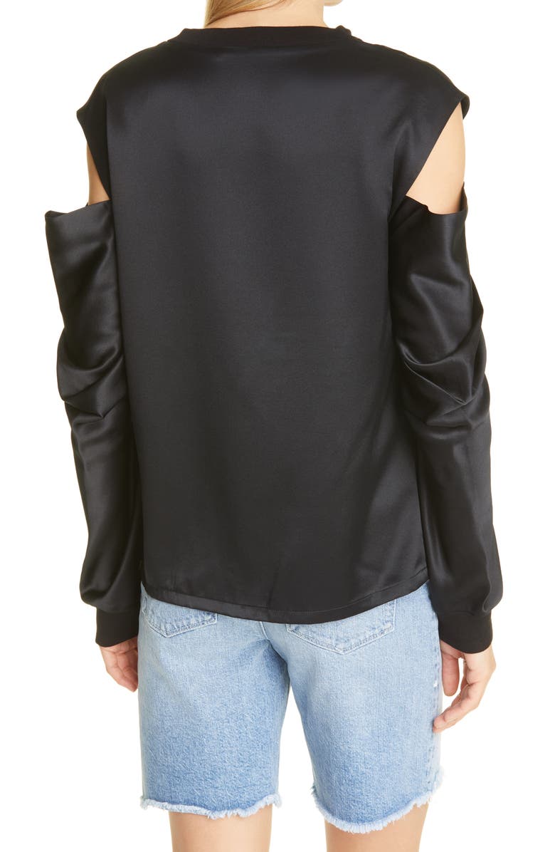 RtA Capucine Cold Shoulder Silk Top, Alternate, color,