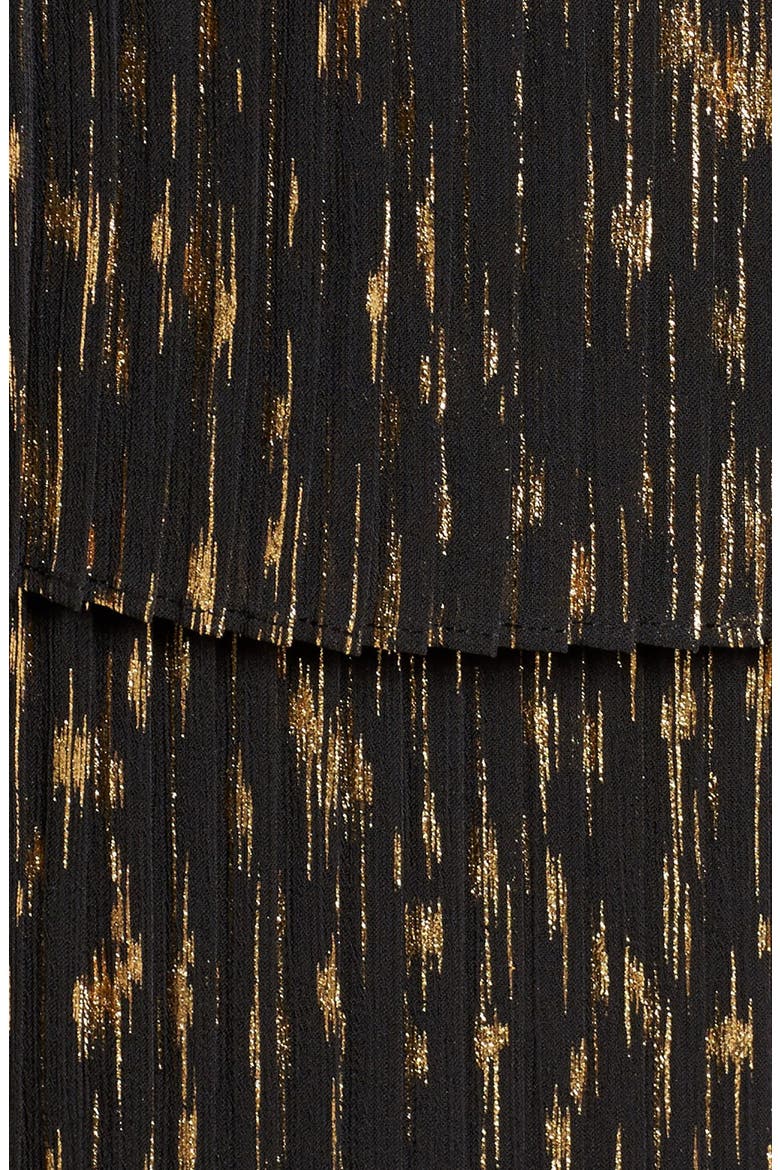 Olivia Palermo + Chelsea28 Tie Neck Blouse, Alternate, color, BLACK- GOLD FOIL COMBO