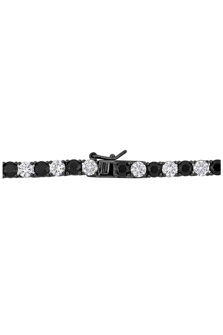 Men's Sterling Silver Lab Created Sapphire Necklace, Alternate, color, BLACK