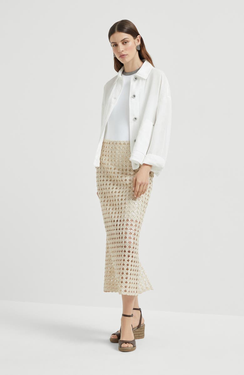 Brunello Cucinelli Dazzling Embroidery midi skirt, Alternate, color,