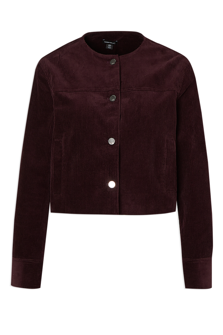 Cord Collarless Tailored Jacket, Alternate, color, Berry