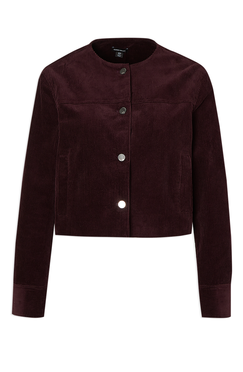 Karen Millen Cord Collarless Tailored Jacket, Alternate, color, Berry