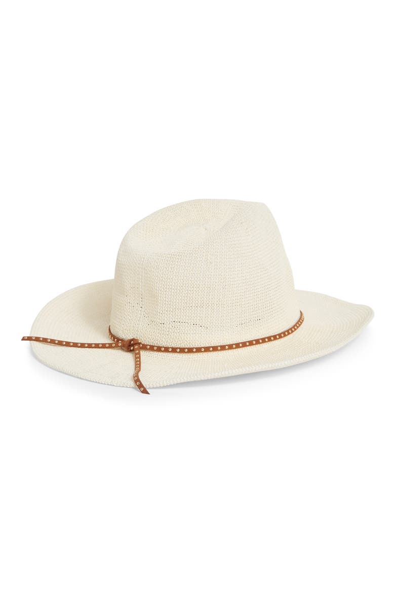 Studded Band Straw Cowboy Hat, Alternate, color, BONE