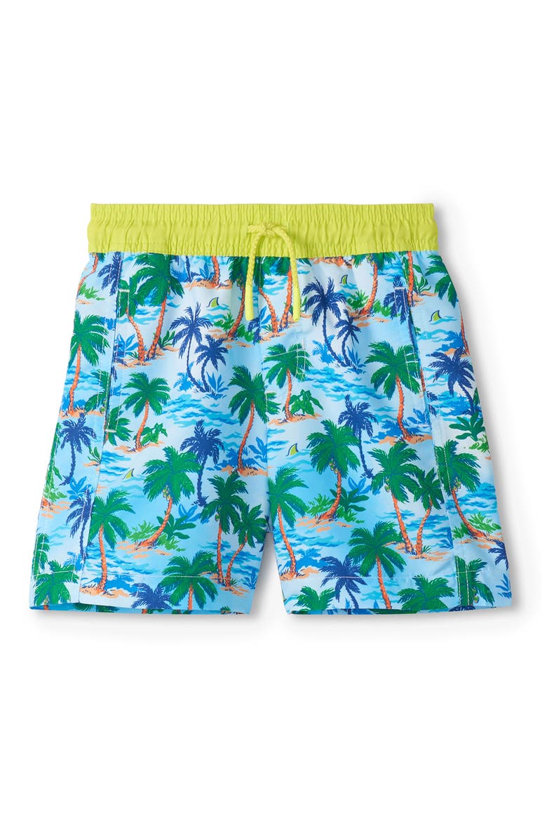 Kids' Deserted Island Print Swim Trunks, Main, color, BLUE