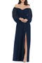 Convertible Neck Long Sleeve Chiffon Gown