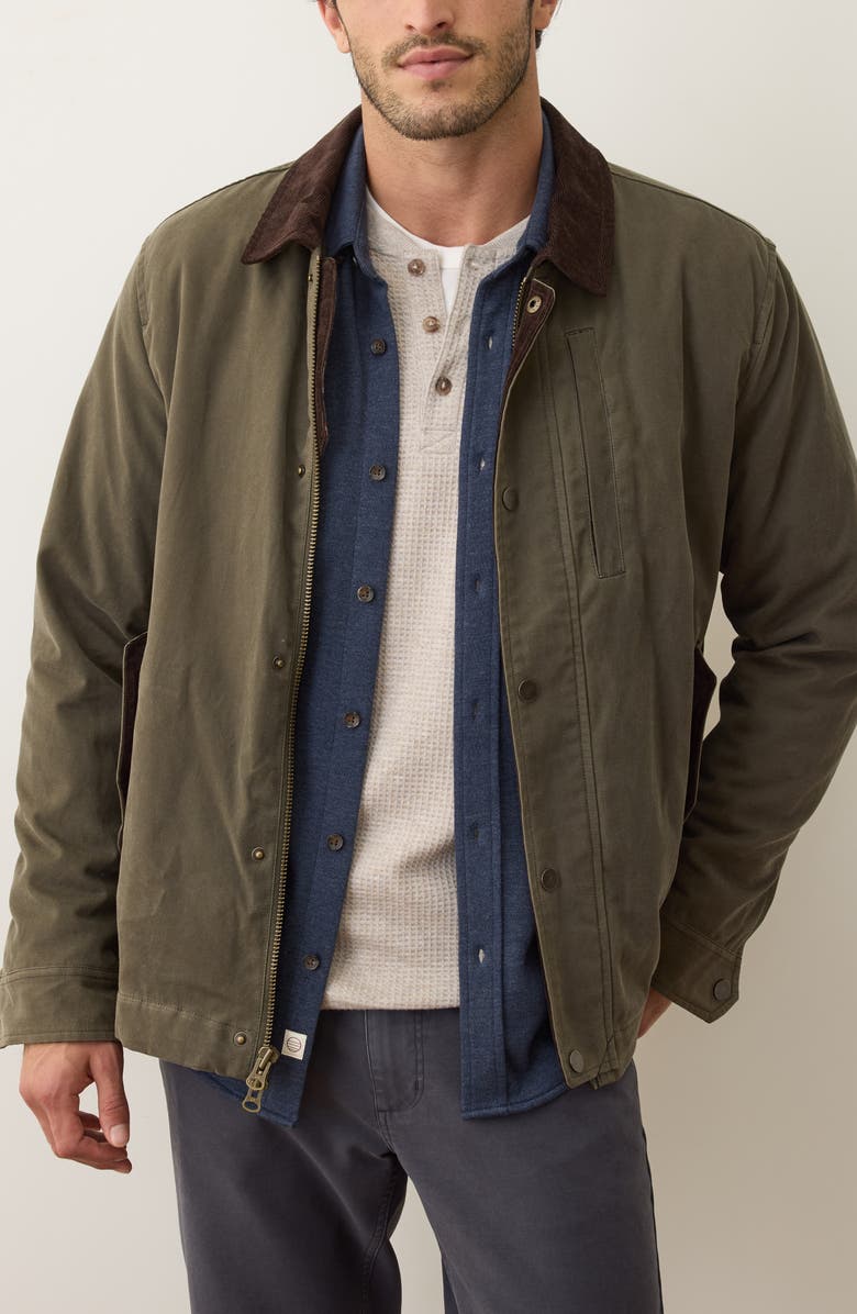 Marine Layer Waxed Canvas Barn Jacket, Main, color, Olive