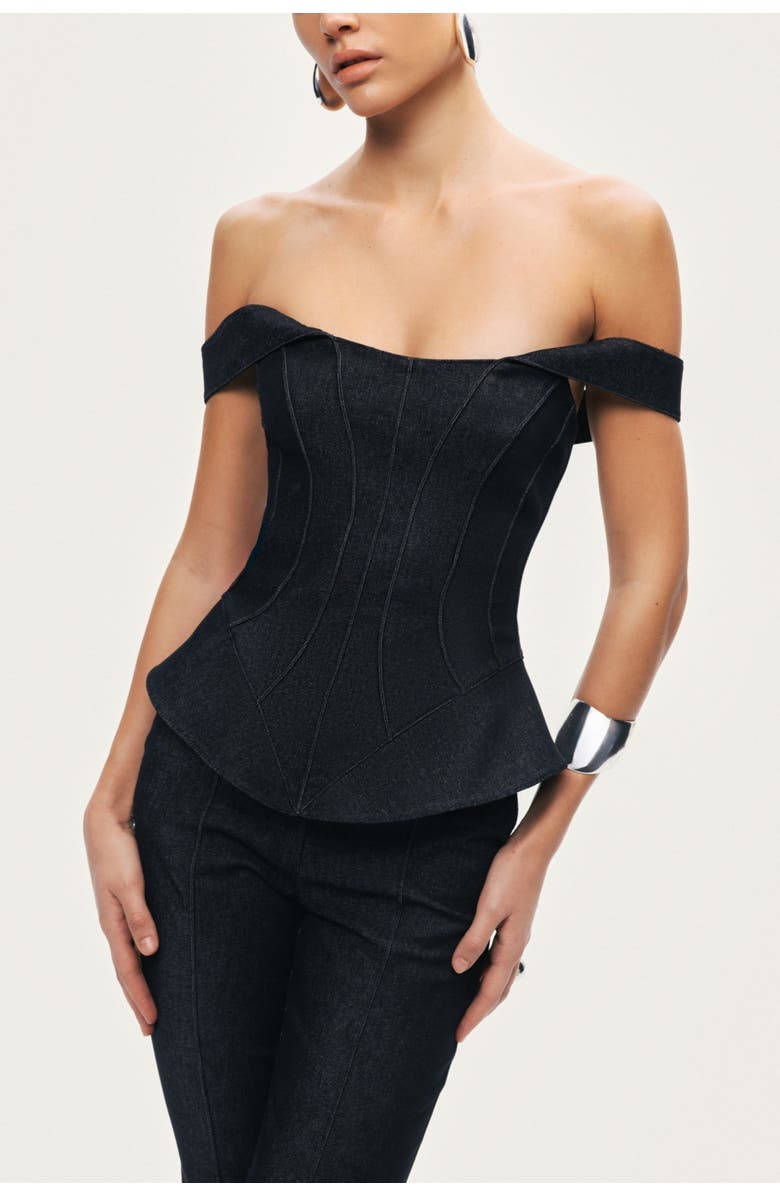 Nocturne Off-Shoulder Sculpted Bustier, Alternate, color, Black