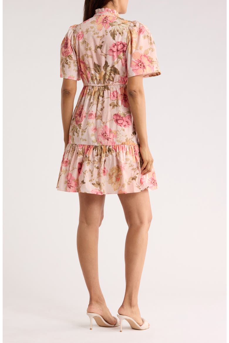 Floral Ruffle Poplin Minidress, Alternate, color, PEACH