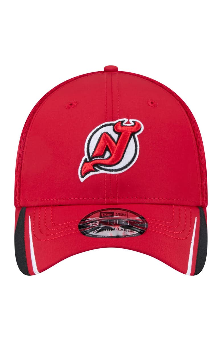 New Era Men's New Era Red New Jersey Devils Linear Featherweight 39THIRTY Flex Hat, Alternate, color, Red