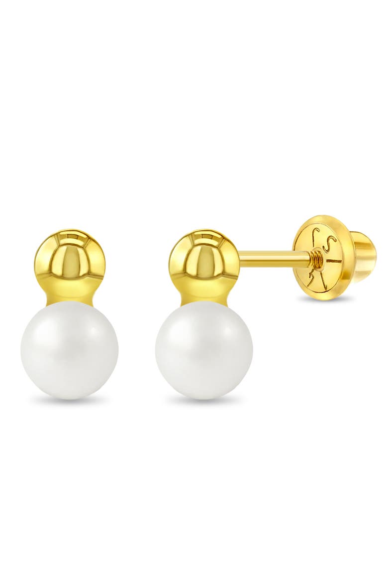 14k Simulated Pearl Drop Earrings, Main, color, White