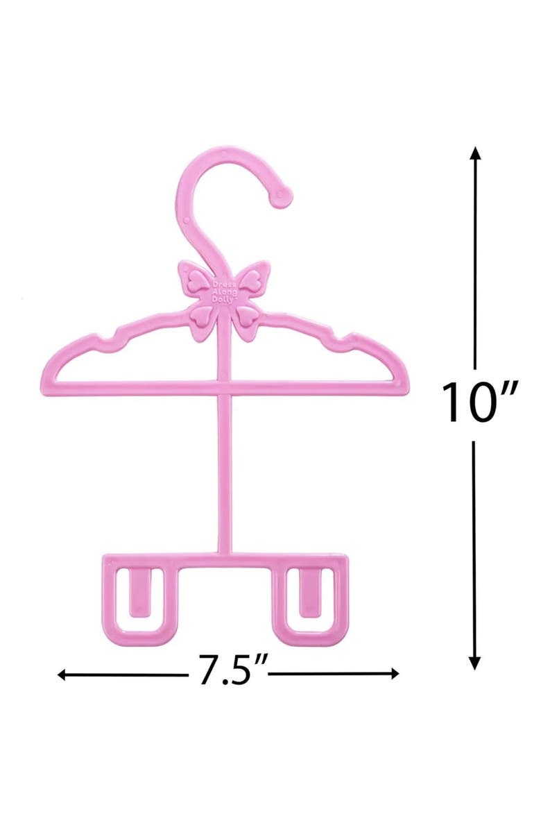 Dress Along Dolly Pink Full-Outfit Hanger 24pk for American 18" Doll Clothes- Hold Your Tops & Bottoms Together, Alternate, color, Pink