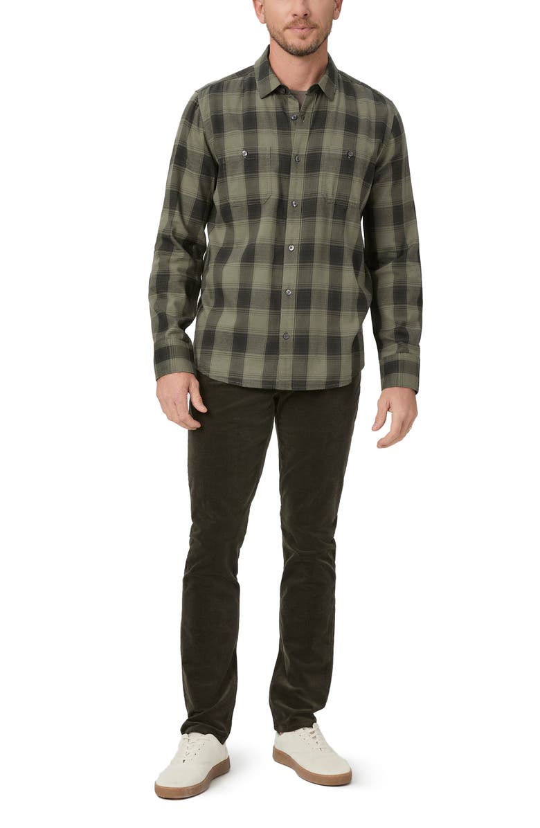PAIGE Everett Shadow Check Flannel Button-Up Shirt, Alternate, color, Sage Glen