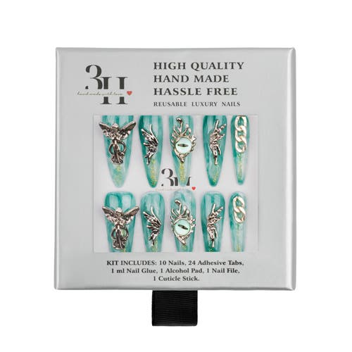 3h Nails Yourvendor Handmade Stiletto Press-on Nails In Blue