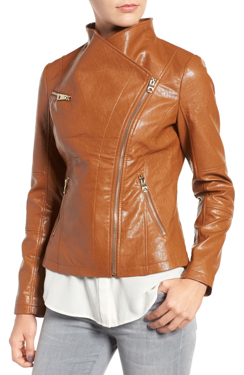 GUESS Asymmetrical Faux Leather Jacket, Alternate, color, 