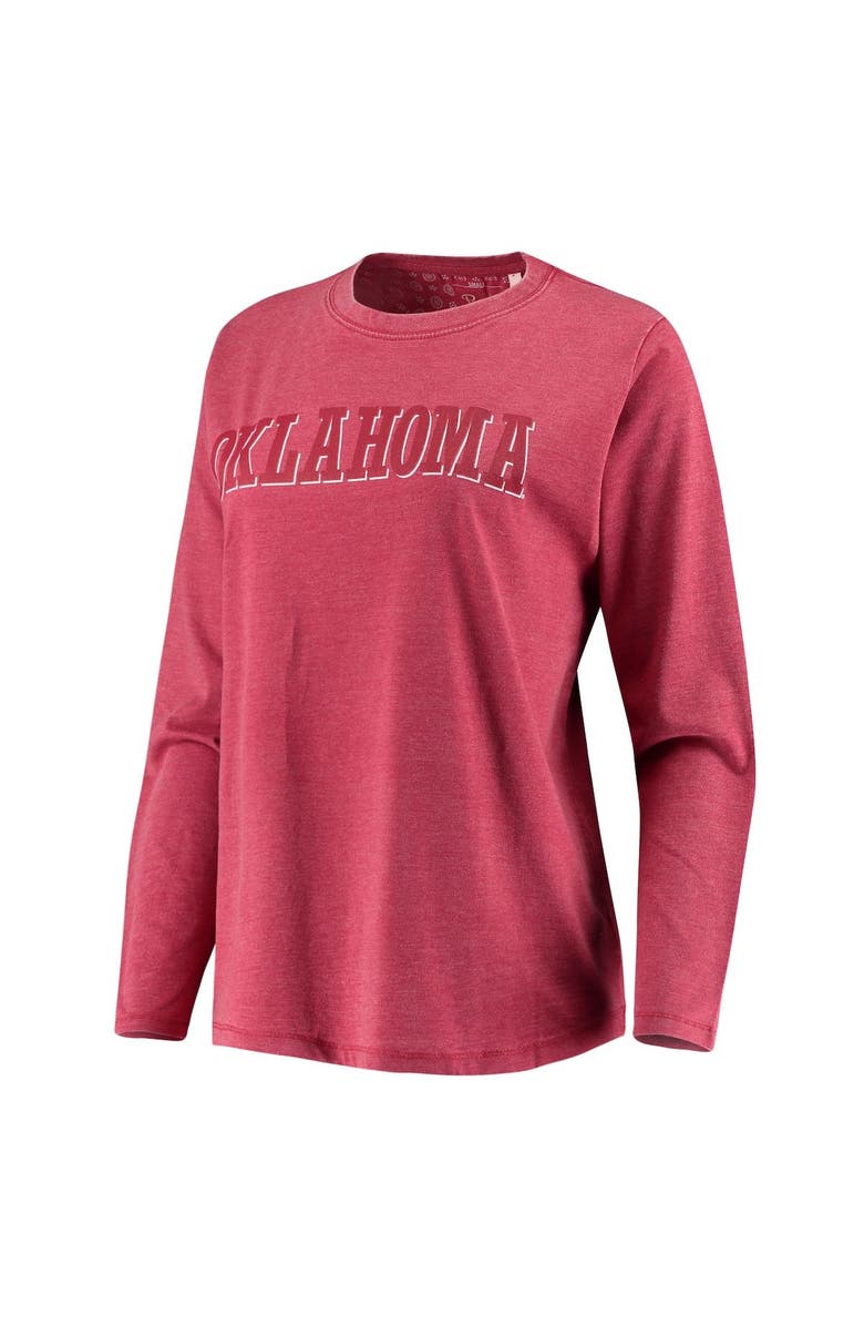 PRESSBOX Women's Pressbox Crimson Oklahoma Sooners Tonal Block Vintage Wash Long Sleeve T-Shirt, Alternate, color, 
