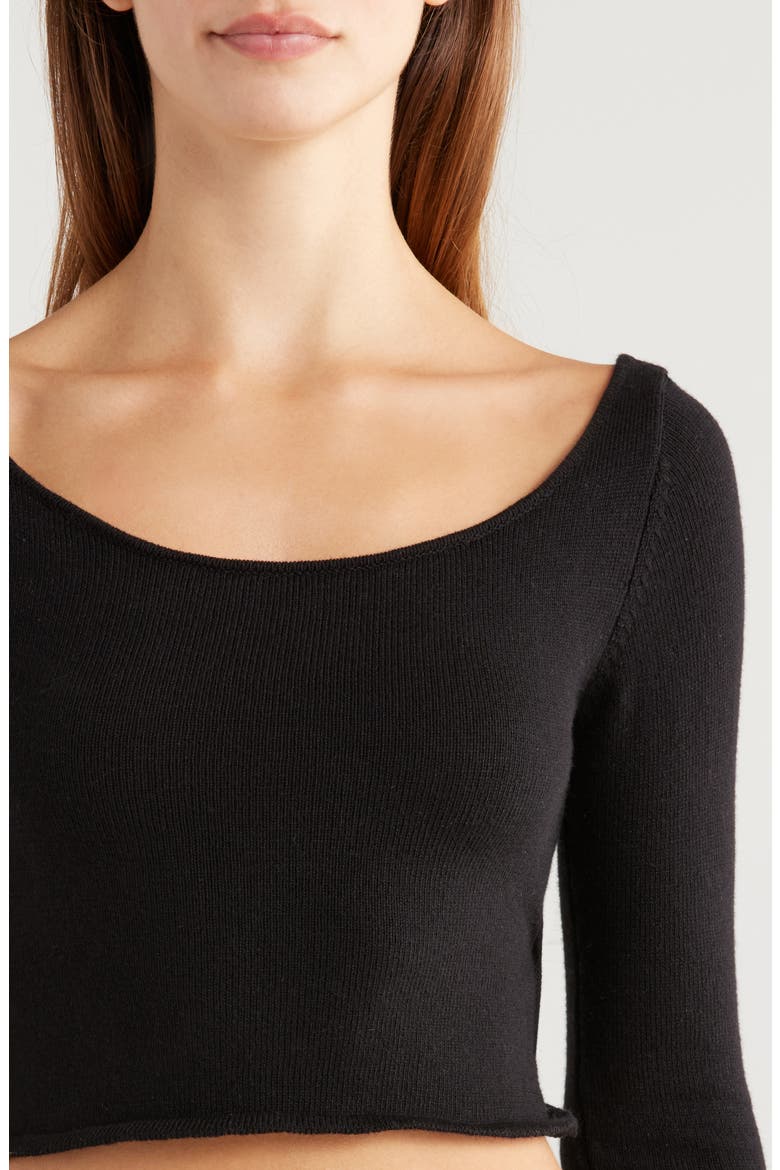 Cross Back Crop Sweater, Alternate, color, BLACK