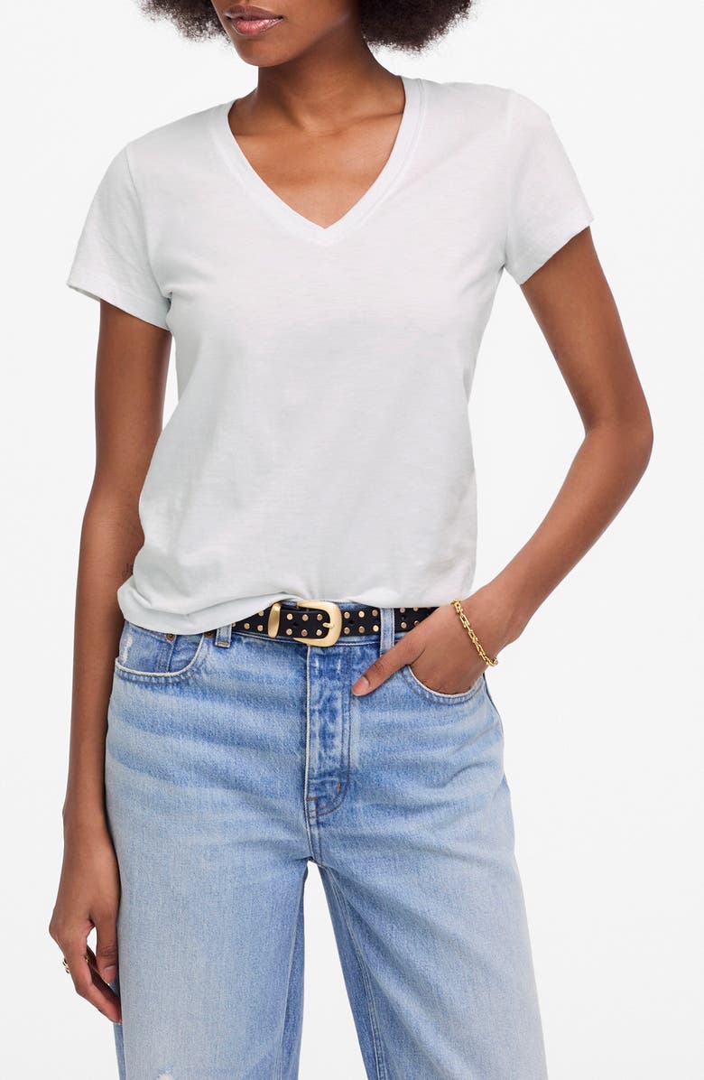 Madewell V-Neck Cotton Slub T-Shirt, Main, color, 