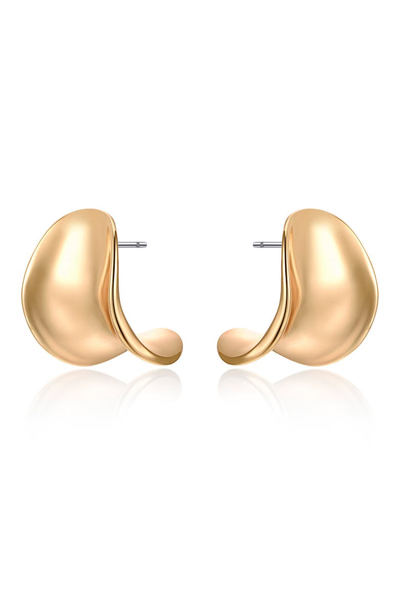 Curved Stud Earrings, Alternate, color, GOLD