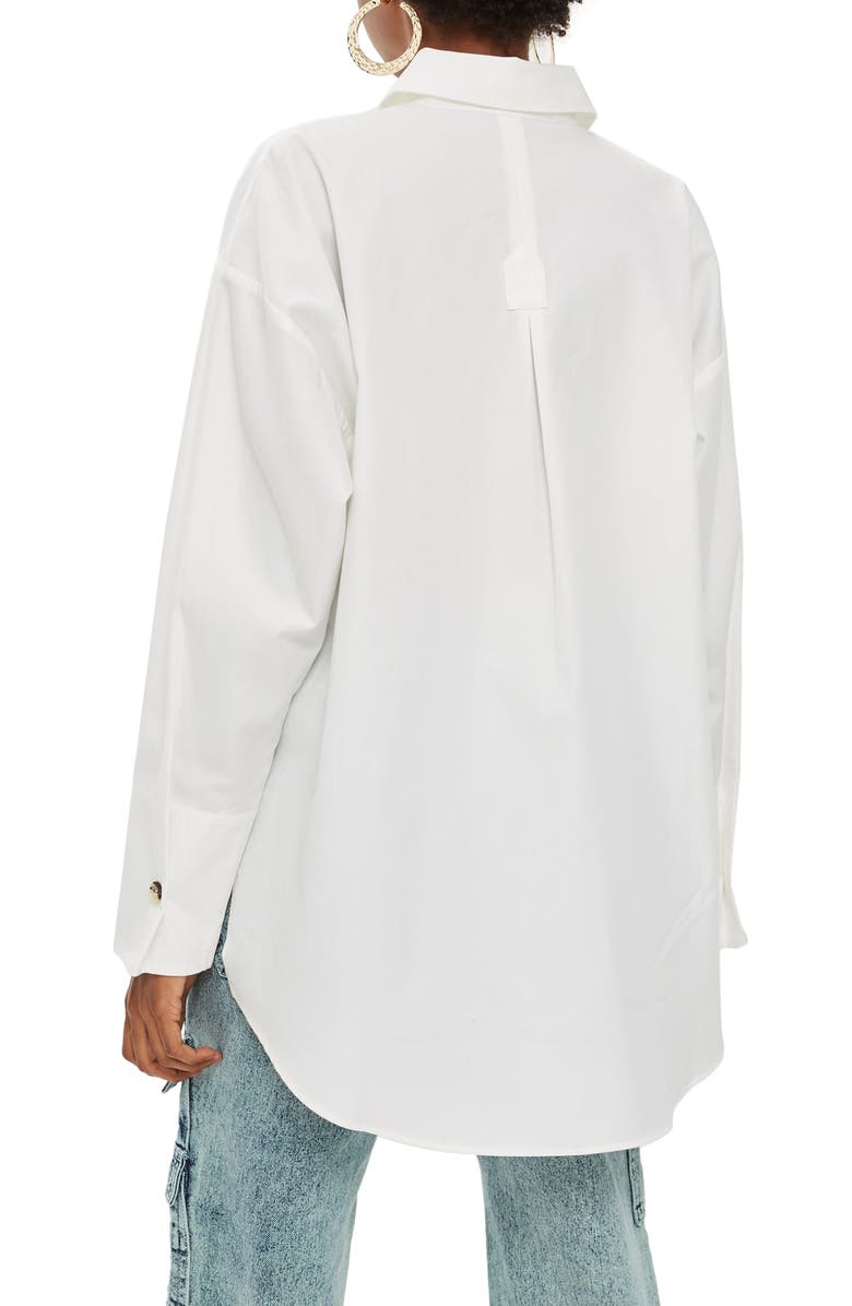 Topshop Oversized Split Side Cotton Shirt, Alternate, color,