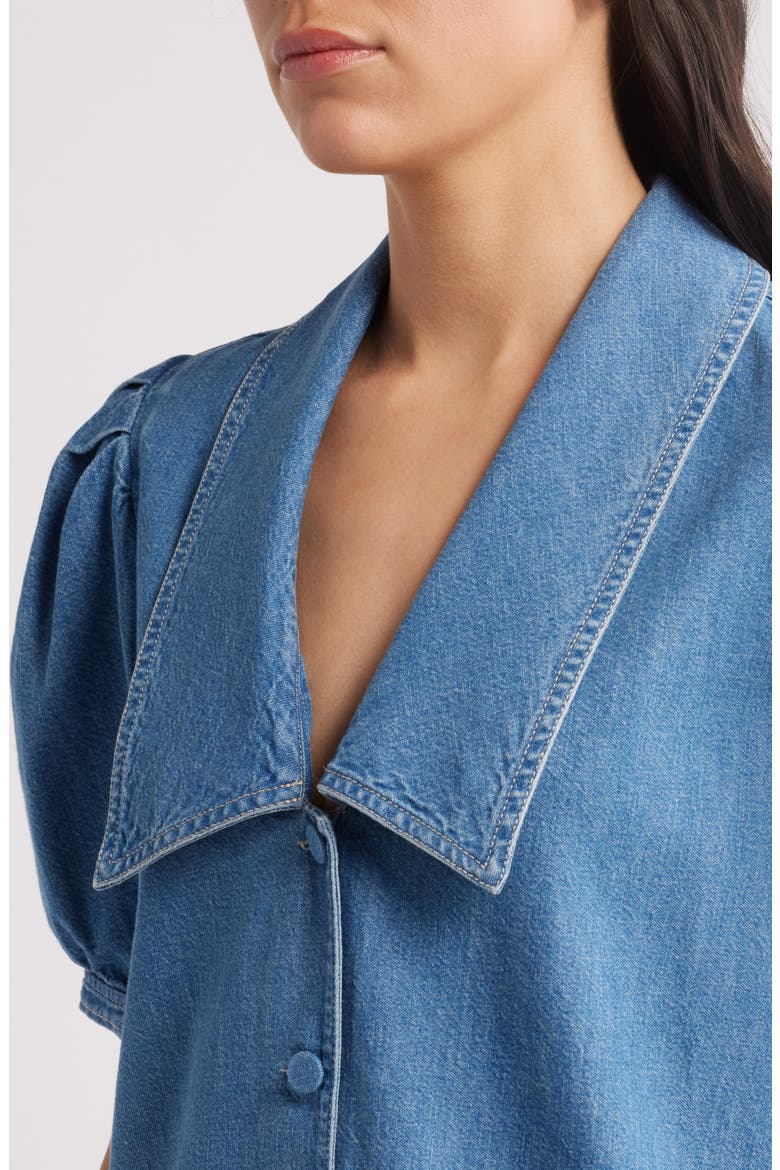 Sailor Puff Sleeve Denim Minidress, Alternate, color, STARLET